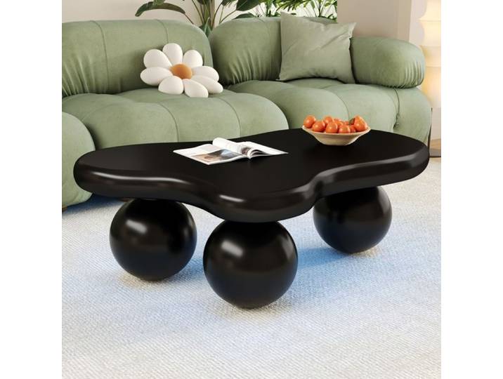 Table basse design nuage noire avec LED 16 couleurs - Pieds ronds ambiance lumineuse - Moderne pour salon contemporain