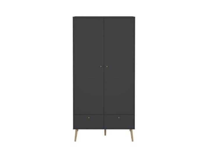 Calicosy Schrank mit 2 Türen und 2 Schubladen mit Füßen aus Holz, Höhe 200,1 cm – Tarp
