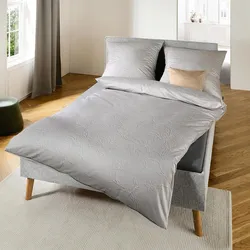 Fleuresse Interlock Jersey Bettwäsche Black Premium Funchal grau 155x220 cm + 80x80 cm - grau