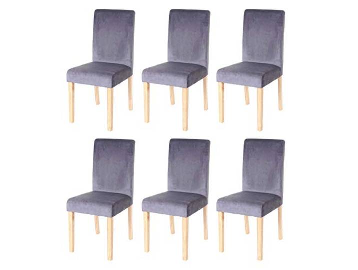 Mendler 6er-Set Esszimmerstuhl Littau, Samt - grau, helle Beine