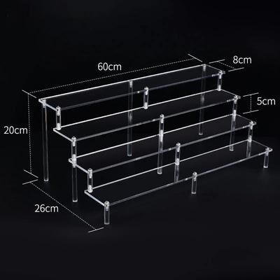 Uplift Treasures Clear Acrylic Multi Tier Display Riser Stand 4 Tier 60x8cm Firm