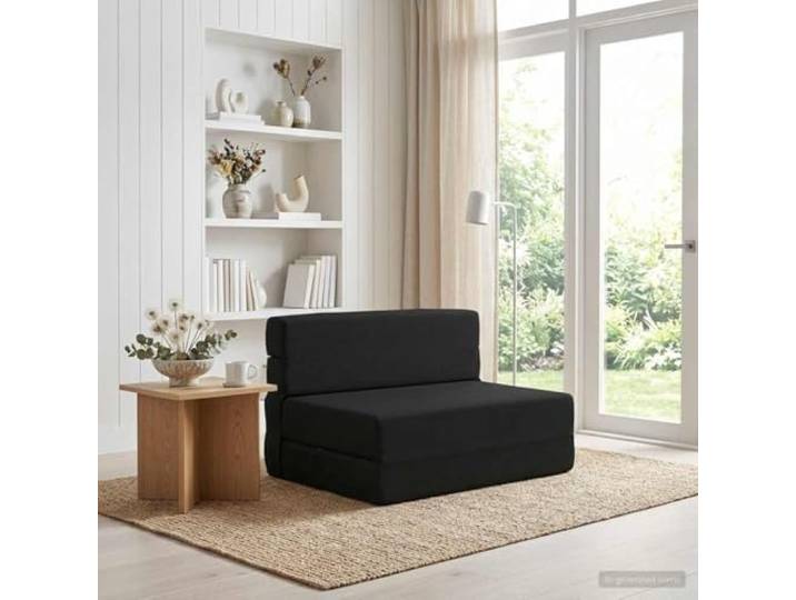 pokgdf Klappsofa Bett Schwarz 100 x 80 x 60 cm Stoff 2-in-1 umwandelbar, Polyester, abnehmbarer Waschbezug, platzsparend, Vakuumverpackung