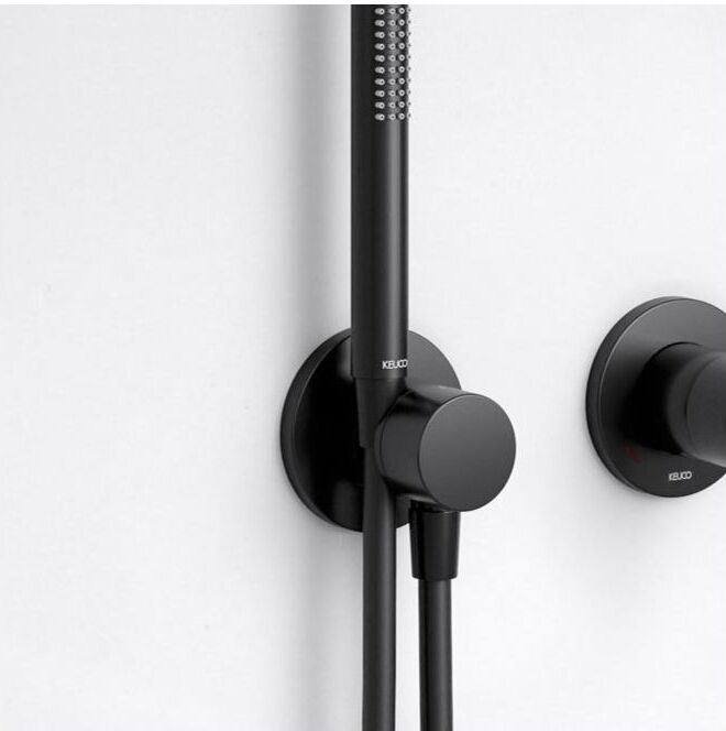 Keuco IXMO Pure Black Selection Ab- und Umstellventil 59557370201 Unterputz, Brausehalter, Griff Pure, rund, schwarz matt