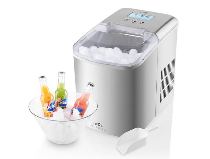 ETA Eiswürfelmaschine Glacial I Eiswürfelautomat I Edelstahl I Eiswürfelbereiter 2 Liter I 2 Eiswürfelgrößen I Produktionskapazität 15 kg / 24 St. I Display I Reinigungsprogramm I