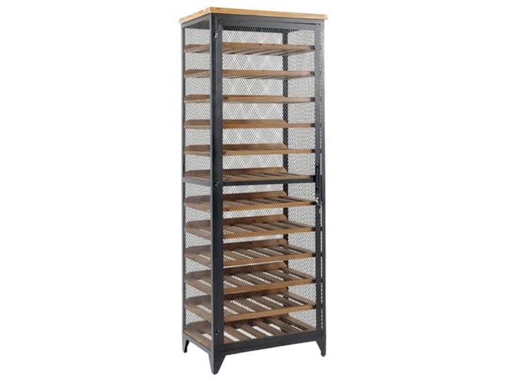 Riess Ambiente Weinschrank Bodega - 67x184x44cm - Natur schwarz - Tanne Fußhöhe: 11 cm, individuelle Maserung, Stauraum, montiert geliefert
