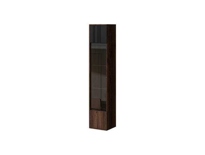 Mirjan24 Glasvitrine Philippe, Nussbaumfarben, Schwarz, Rechteckig, 36x164x31 cm, Esszimmer, Vitrinen, Vitrinenschränke