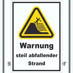HB-Druck Aufkleber Warnung steil abfallender Strand A9 (37x52mm)