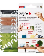 Tesa Sugru formbarer Allzweckkleber 8er verschiedene Farben Schwarz Braun Grün Grau Weiß (41285-00001-02)