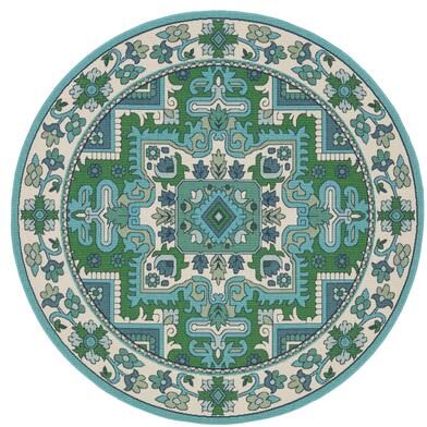 Style Haven Miramar Oriental Medallion Blue/ Green Indoor/Outdoor Area Rug