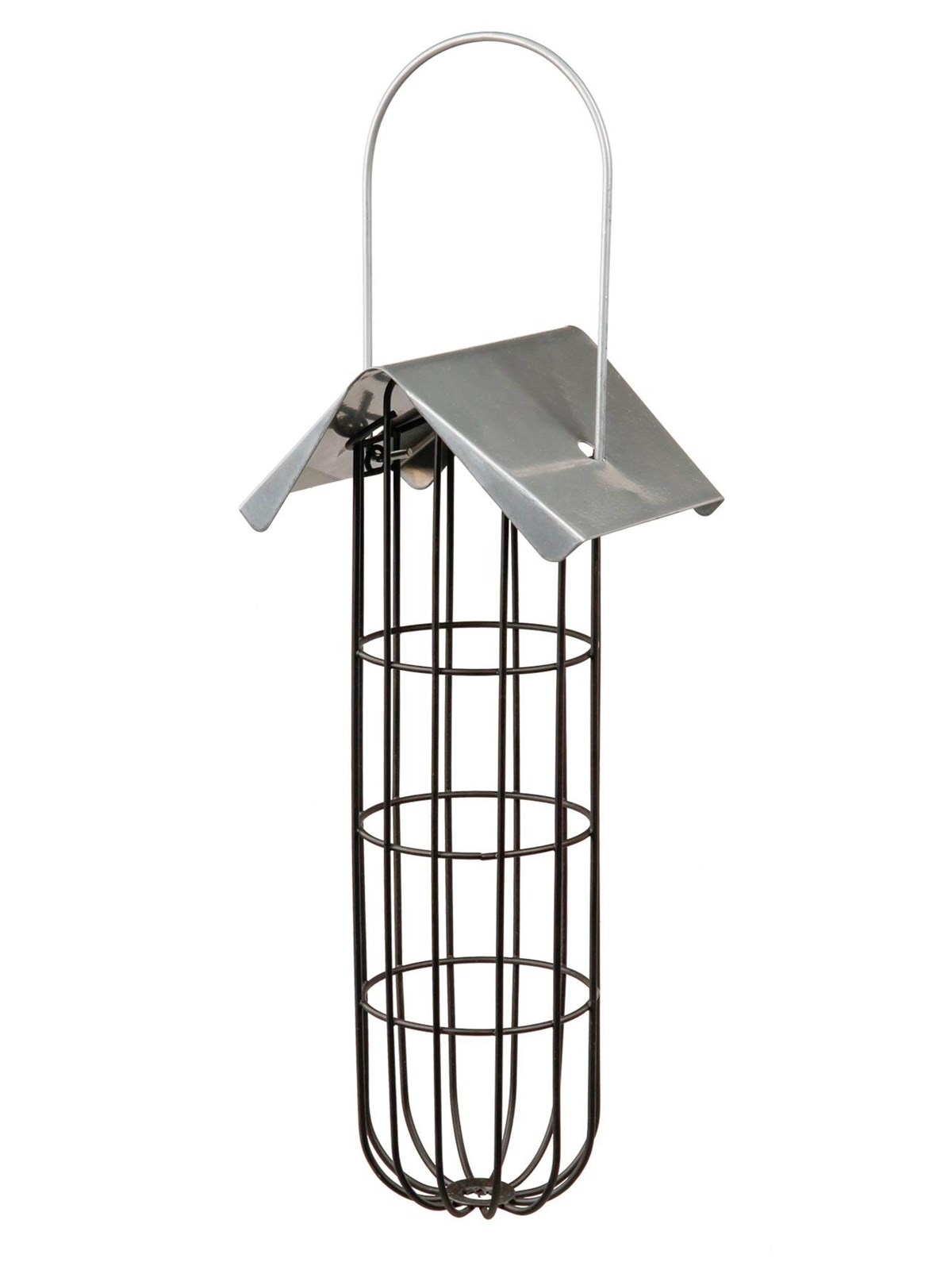 Trixie Vogelfutterspender mit Dach, 4 Fettkugeln, Metall, 11 × 25 × 10 cm, schwarz