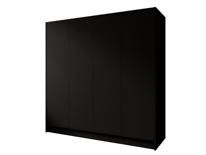 KLEIDERSCHRANK Mono Grifflos im Skandi-Stil, Schwarz 200/200/51 cm
