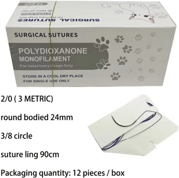 Inspire Picks Veterinary Absorbable PGA Suture Thread With Needle For Pet Surgical Training pdo 2 0 Round Bodied