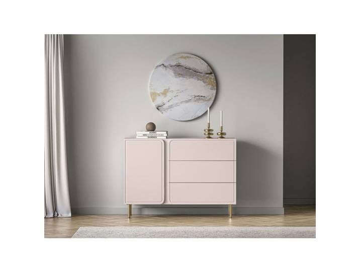 Buffet 1 porte avec 3 tiroirs - LOPPA - 120 cm - beige cachemire