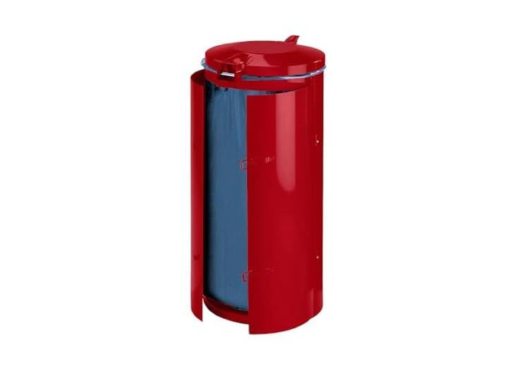 VAR Stahlblech-Abfallsammler Für Volumen 120 l, mit Doppelflügeltür, feuerrot mit Metalldeckel