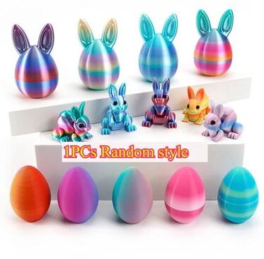 Uplifted Finds 3D Printed Rabbit Eggs Ornament   Artistic Easter Animal Figurine 1 Pc Random Style