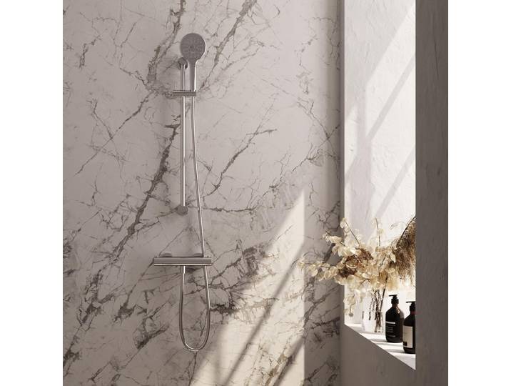 Brauer Chrome Edition Glijstangset met Thermostaatkraan - 3-Standen Handdouche - Chroom