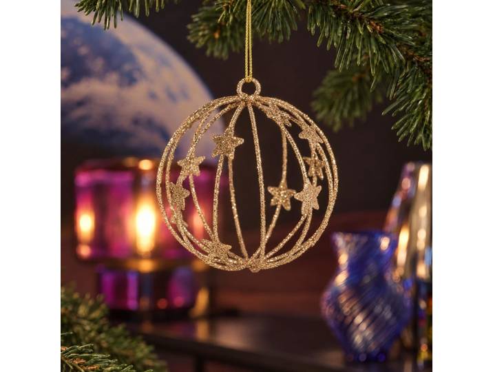 Weihnachtskugel aus bronzefarbenem Drahtstahl