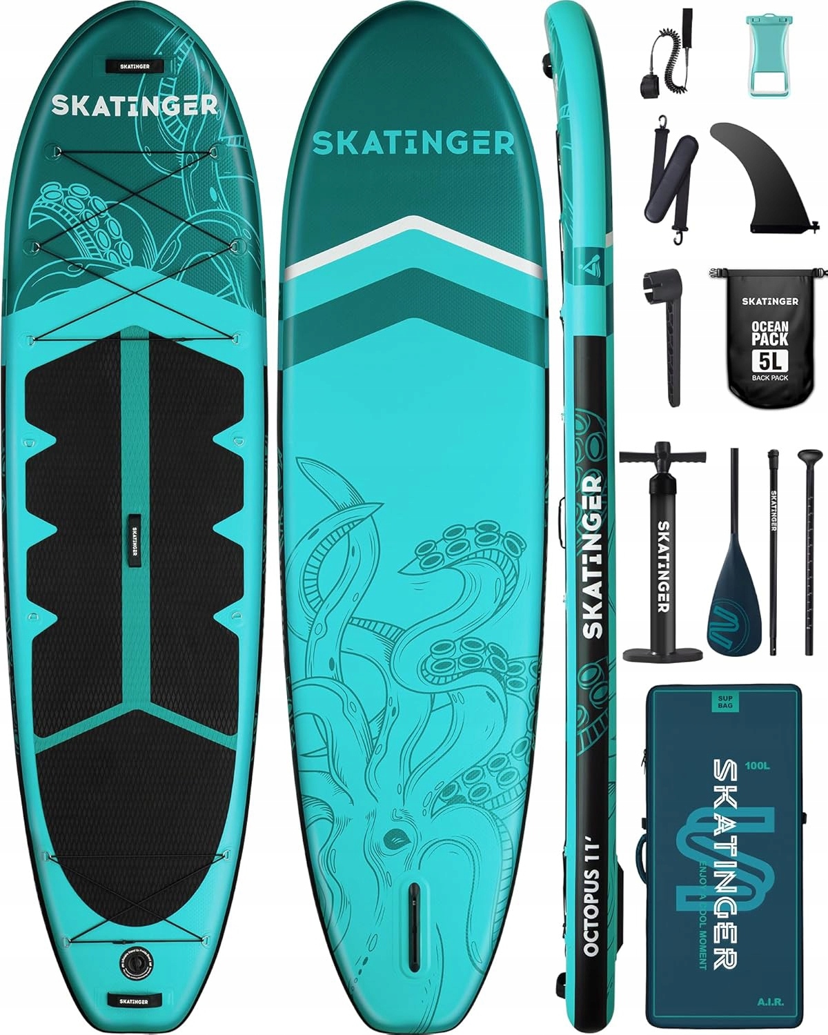 Skatinger Octopus Allround-SUP-Board 335 x 86 x 15 cm-Premium mit Zubehör