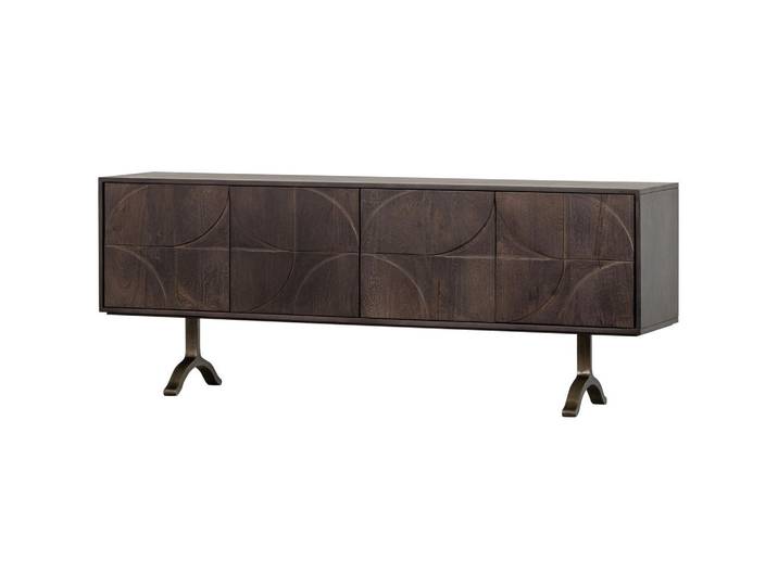 Livetastic Sideboard Draw, Walnussfarben, Metall, Mangoholz, massiv, 2 Fächer, 180x70x40 cm, stehend, Holzmöbel, Kommoden Holz, Sideboards Holz