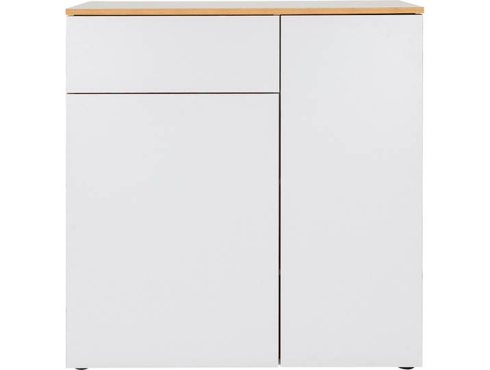 Schuhschrank India weiss Holzwerkstoff und melaminharzeschichtet Kanten Echtholz Eiche B 100 H 110 cm