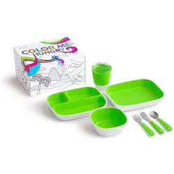 Munchkin, Kindergeschirr + Kinderbesteck, Color Me Hungry Dining Set