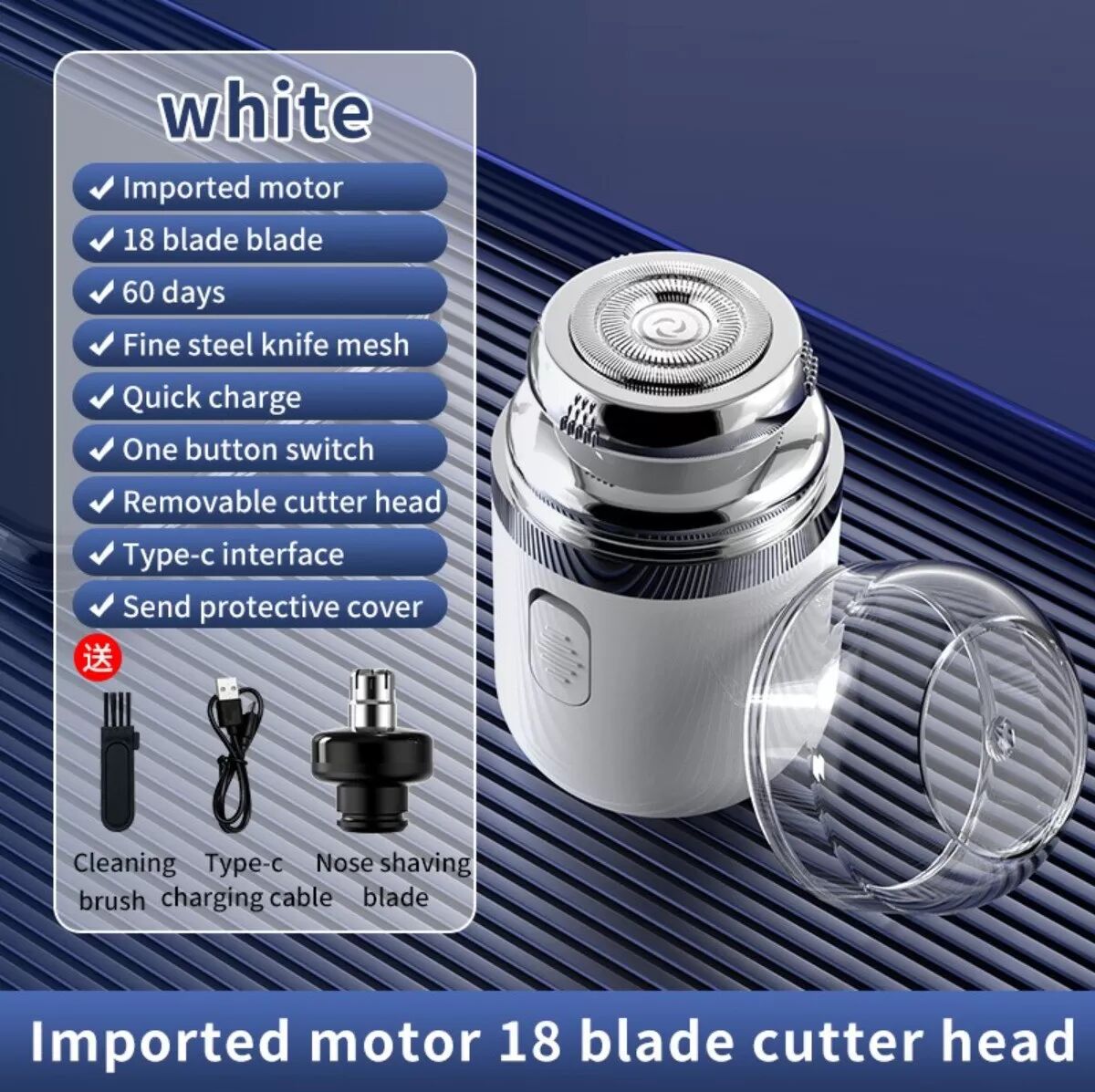 INF Mini Rasoir Électrique 2-en-1 & Tondeuse Nez - Solution de Toilettage Portable Blanc