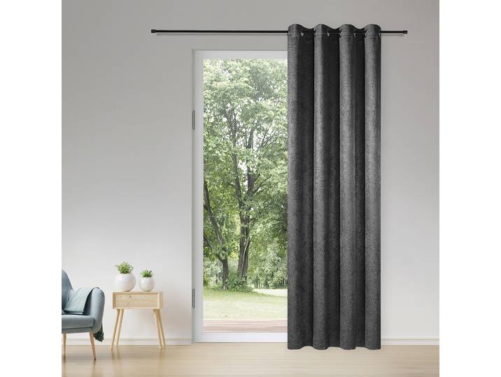 Vorhang GERSTER Lavina Gr. 1, grau, B:145cm H:245cm, Polyester, Gardinen, Vorhang, Blickdichter Ösenschal Lavina