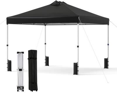 Costway 10 x 10 Feet Outdoor Commercial Pop up Canopy Tent-Black