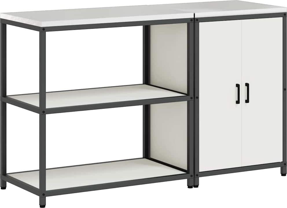 vidaXL Opbergset voor de keuken HATTEM, 2 stuks, wit, metaal