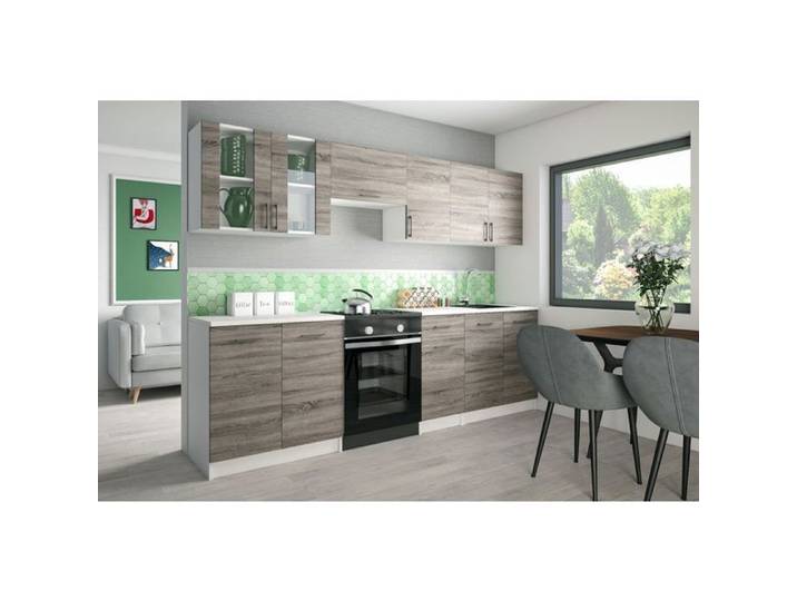 Cuisine Lecco 260 sombre Sonoma plan de travail blanc