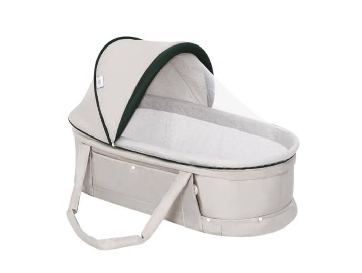 Kiss My Heart reisebett Baby mit matratze Tragbares Reisebett mit 2-in-1 Moskitonetz für Neugeborene - Hellgrau