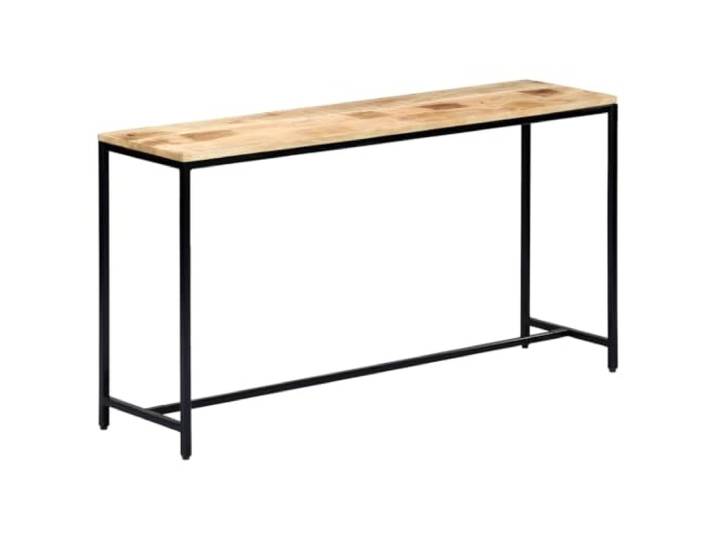 Konsolentisch, 140 x 35 x 76 cm, Mangoholz, massiv, unbehandelt Beine aus schwarzem pulverbeschichtetem Eisen, Industrie-Stil, dichtes Hartholz, natürlicher Charme, Eingang und Wohnzimmer