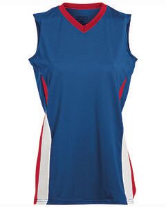 Augusta Sportswear 1355 Athletic Women's Tornado Jersey T-Shirt in Royal/Red/White size Small   Polyester