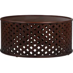 COUCHTISCH Ø100x45 cm rund Natur handgefertigt aus Mangoholz