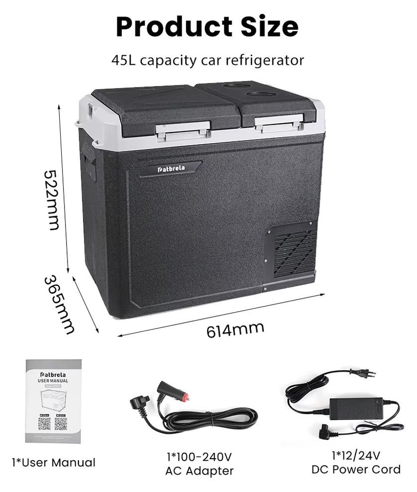 Autokühlbox - Kompressor-Kühlbox - 45 l - 220 V AC - App-Steuerung - Einstellbare Temperatur von -20 bis +20 °C
