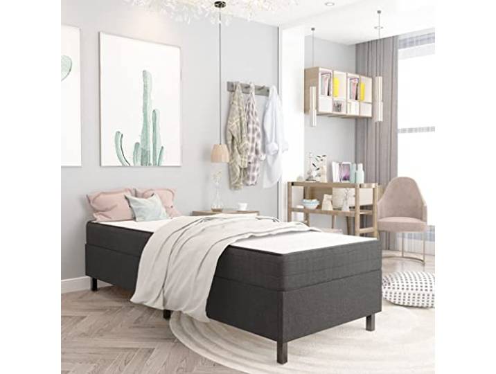 RJPLMFV Lattenrost, Stoff, 100 x 200 cm, Grau MDF und Metall, langlebige Robustheit, Matratze nicht im Lieferumfang enthalten, Latten, einfach zu montieren