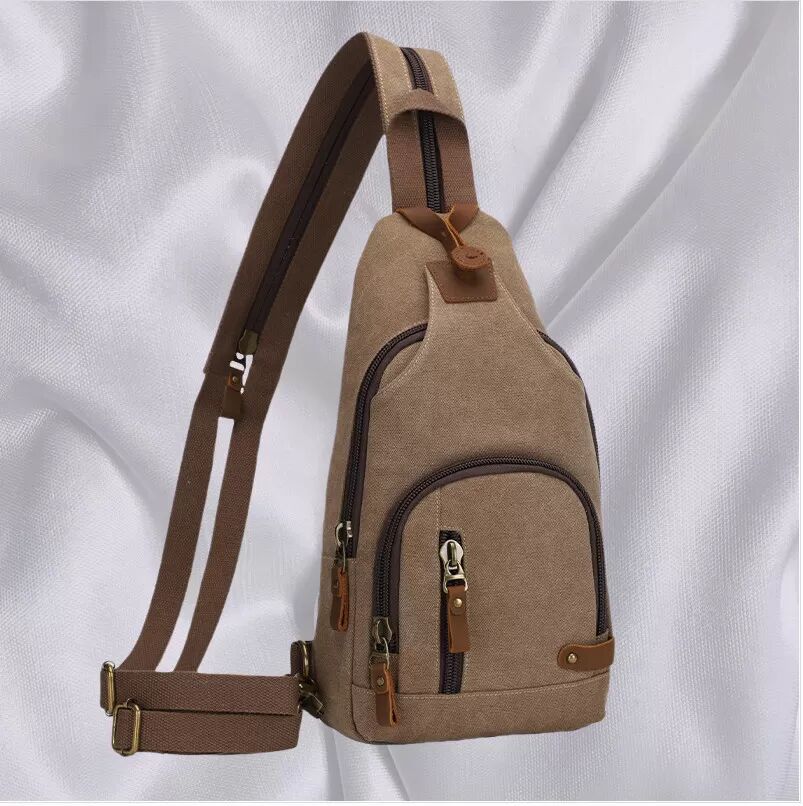 INF Stylische Canvas Brusttasche Crossbody Sling Rucksack Braun