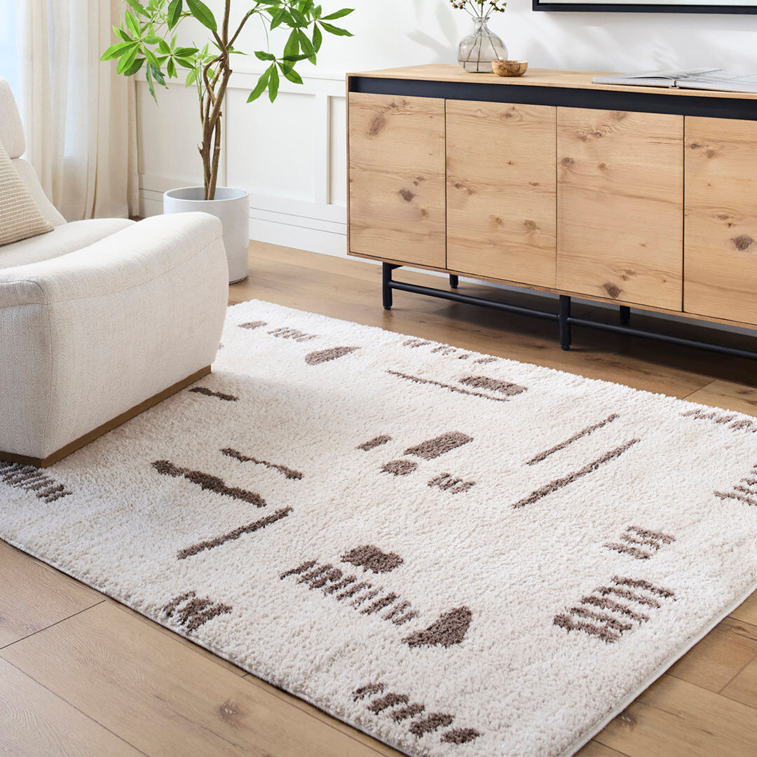 Metro Machine Washable Shaggy Boho Dark Brown Area Rug Dark Brown;Light Beige Rectangle 140 x 200cm