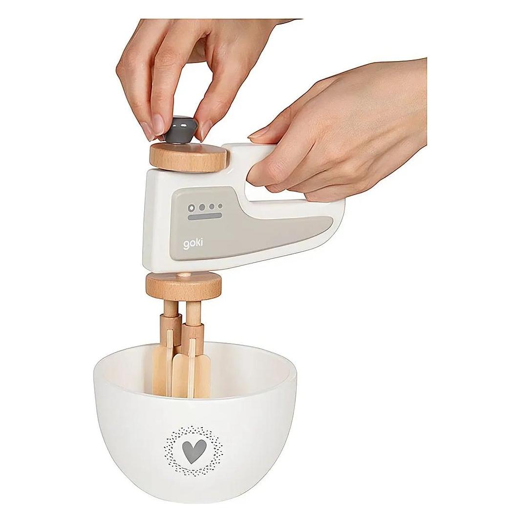 Goki Handmixer mit Rührschüssel aus Holz (51502)