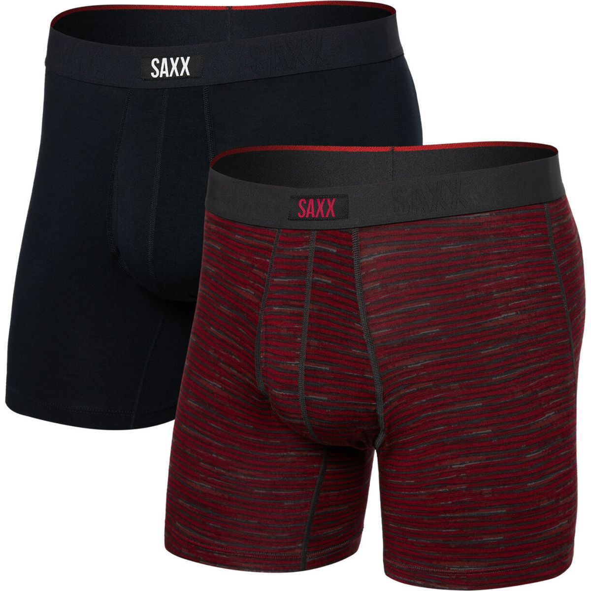 Saxx Vibe Xtra Soft Comfort Boxer Brief FLY 2PK spacedye stripe/black (SSB) S SXPP2VX-SSB-S