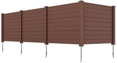 Costway Set of 2 48 x 38 Inch Air Conditioner Fence 2 Panels with Metal Ground Stakes-Brown