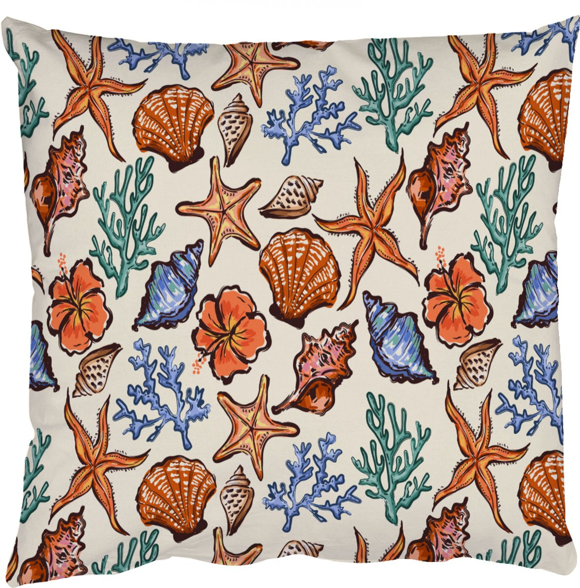 PillowMonkey Sierenkussen met Zee en Koraal Motief - 60 x 60 cm