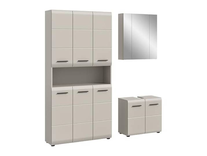 xonox.home – Badkombination Ice 165x185x30 cm in Kaschmir Melamin & matt – Großes Set für die ganze Familie – Maximale Platzausnutzung, elegant gestaltet & besonders einfach aufzubauen