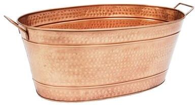 Achla Designs Large Oval Galvanized Tub, 30.5 Inch Long, Steel