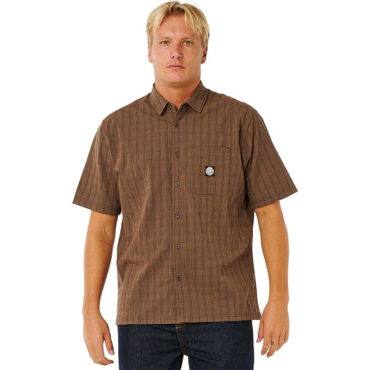 RipCurl Premium Surf Check Short Sleeve coffee (0005) L 06OMSH-0005-L