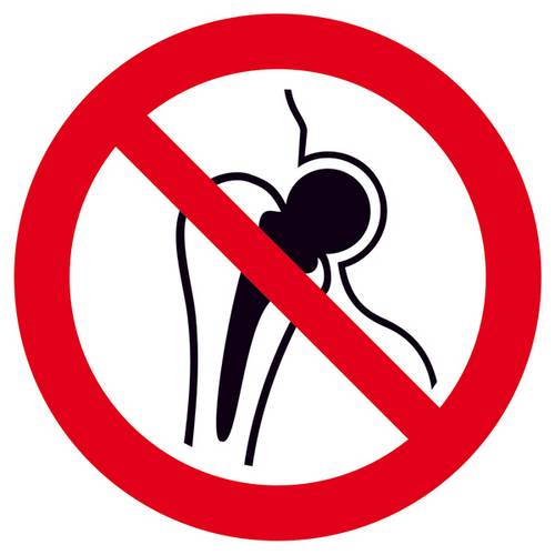 Verbotsschild Kein Zutritt für Personen mit Implantaten aus Metall Folie selbstklebend (Ø) 100mm ISO 7010 1St.