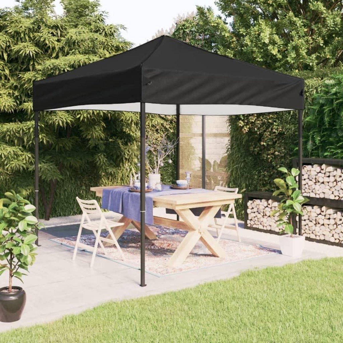Zwarte opvouwbare partytent - UV- en waterafstotend feesttent paviljoen - 2 x 2 m