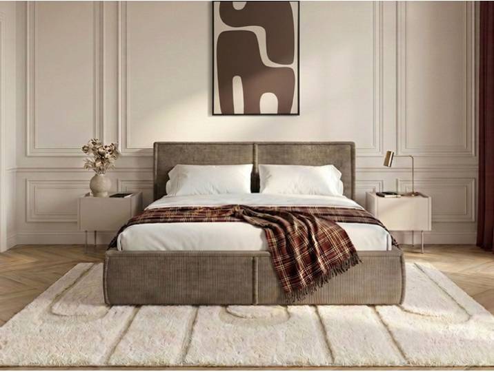 Lit coffre PALATIUM tissu velours 140x200