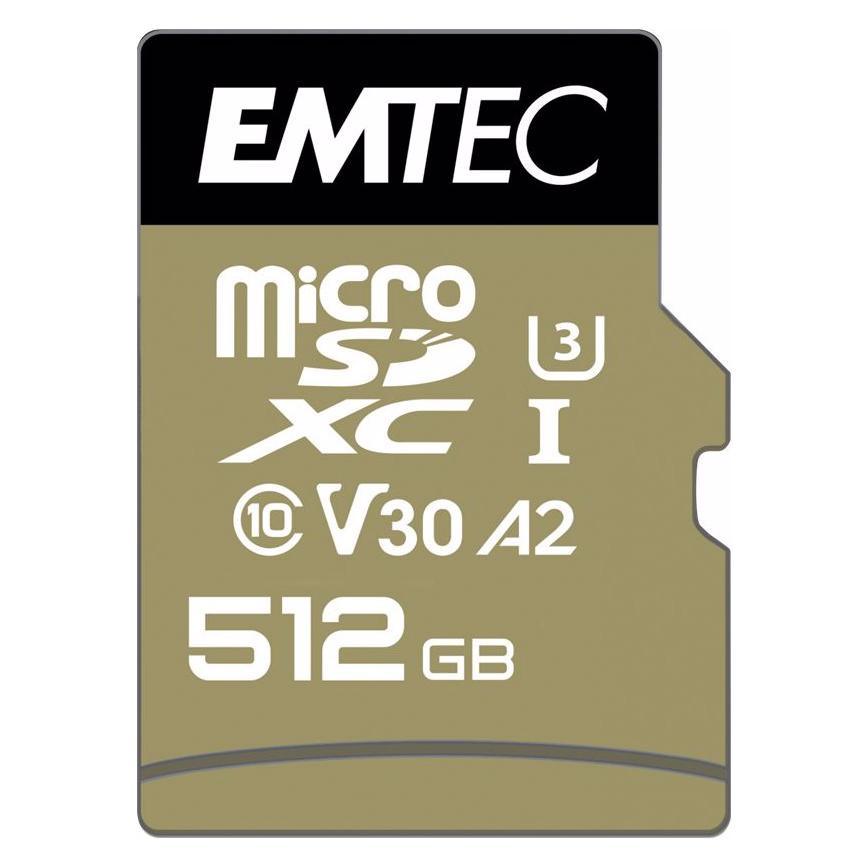 Emtec mSD 512GB UHS-I U3 V30 A2 SpeedIN (512 GB, microSDXC, U3, UHS-I) (ECMSDM512GXC10SP)