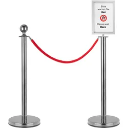 Stagecaptain PLS-150 Deluxe 2.1-150S Absperrständer Personenleitsystem 1,5m silber Set mit Schilderaufsatz